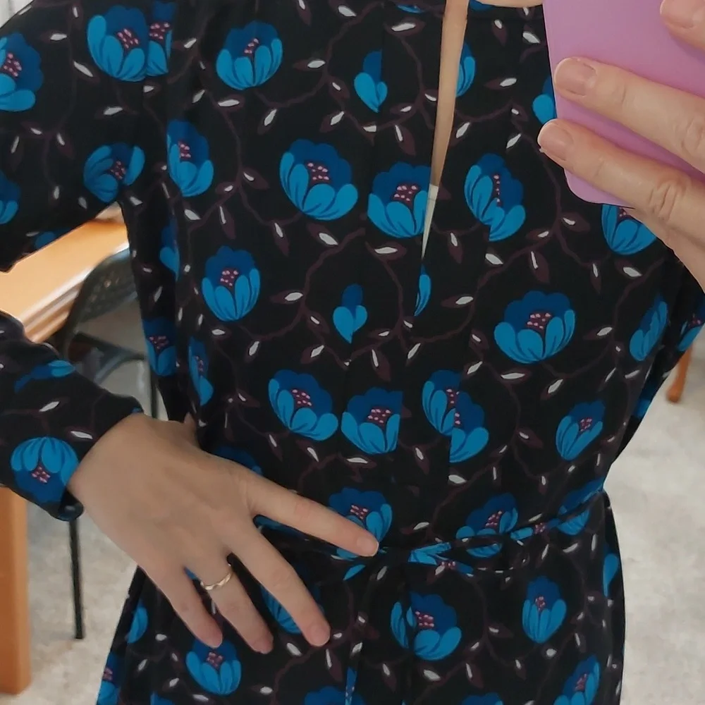 LOFT Floral Shirtdress Long Sleeves with Tie M EUC - Picture 3 of 8